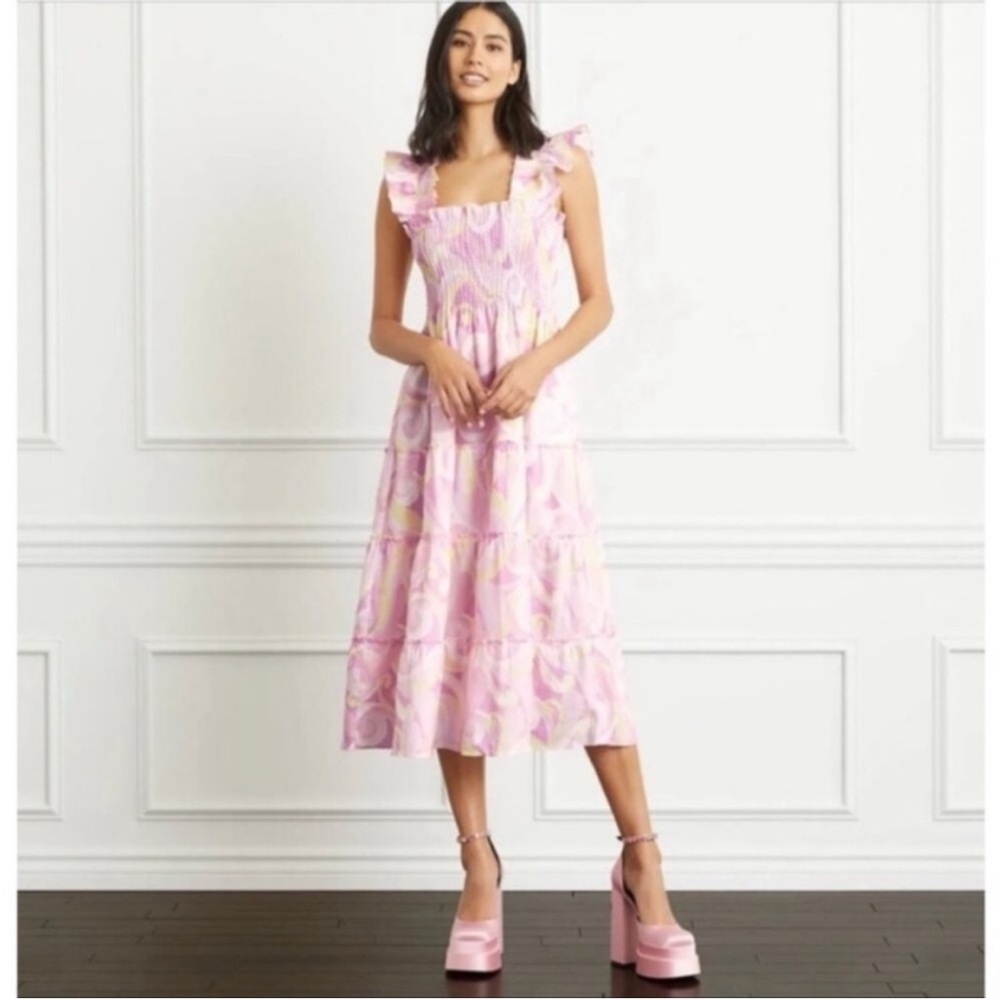 NWT Hill House Pink Patterned Midi Dress